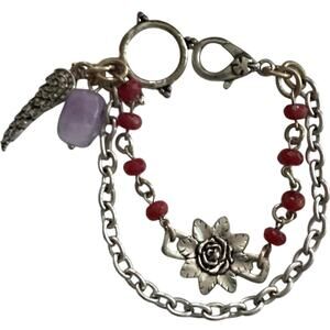 Lucky Brand Silver with Amethyst and Charm Bracelet NWT